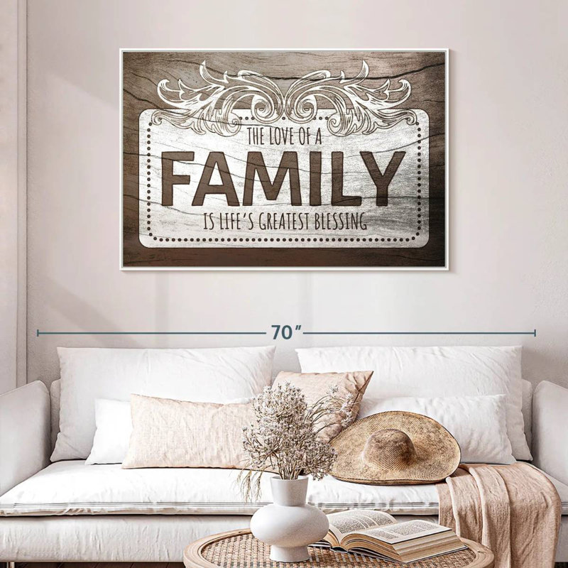 Plaque murale «Love of a Family Quote II», 46 po x 31 po, Cadre flottant blanc
