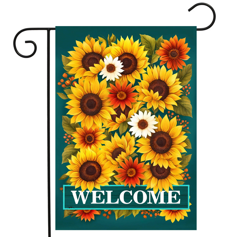 Drapeau de jardin « Bienvenue en automne » avec tournesols, 12 x 18 pouces