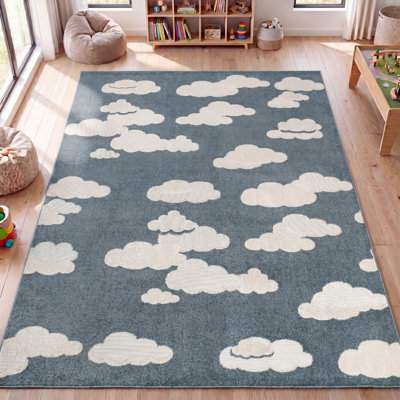 Hedwig High-Low Youth Cloud Scandi Dark Blue/Ivory Indoor/Outdoor Rug