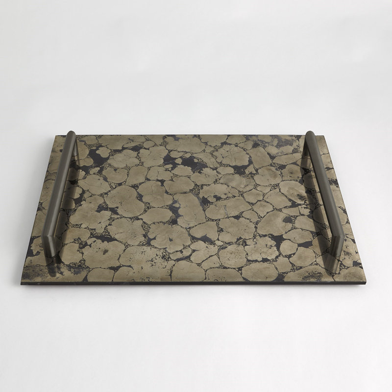 Pyrite Tray W/Bronze Handles