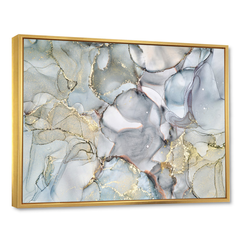 «Gray and Yellow Tender», impression sur toile, Cadre flottant doré, H 12 po x l 20 po x P 1 po