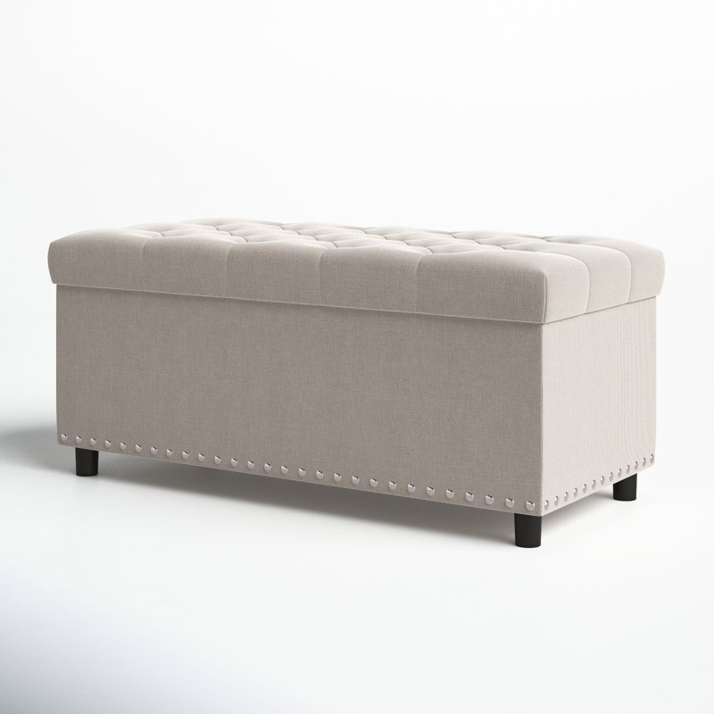 Almarin Upholstered Ottoman, Beige Linen 