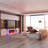 Polcin Minimalist TV Stand with Electric Fireplace and Multi-Color LED Light 