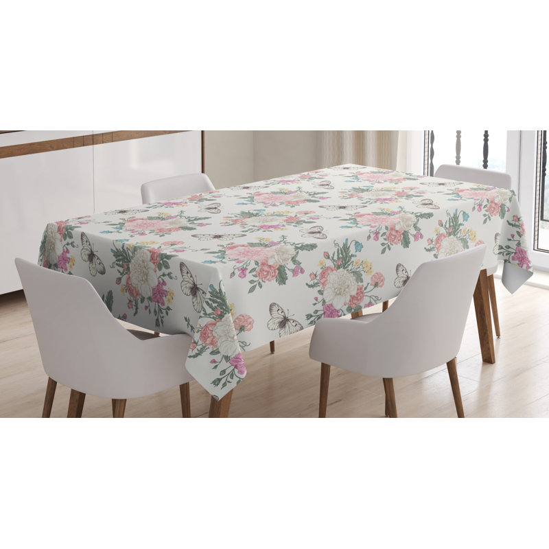 Shabby Flora Dining Room Kitchen Tablecloth, 70" L x 52" W
