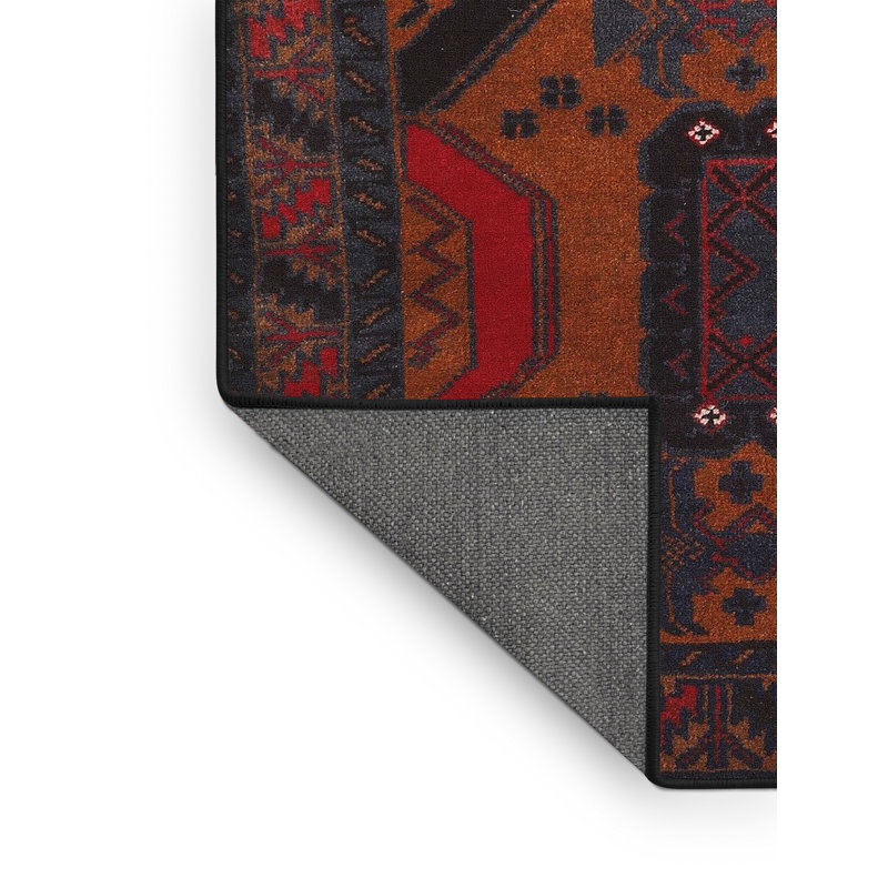Tapis traditionnel rouge / noir Glore, Rectangle 2 pi x 4 pi