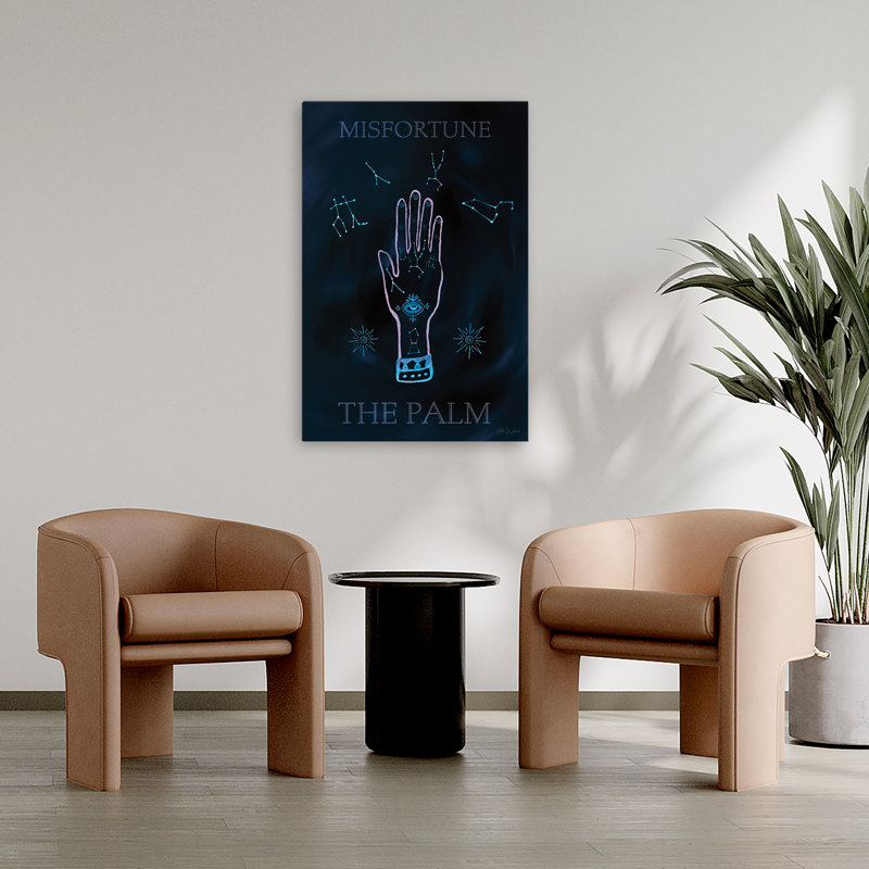 Mystique Fortune V - Art céleste mystique noir et bleu, H 36 po x l 24 po