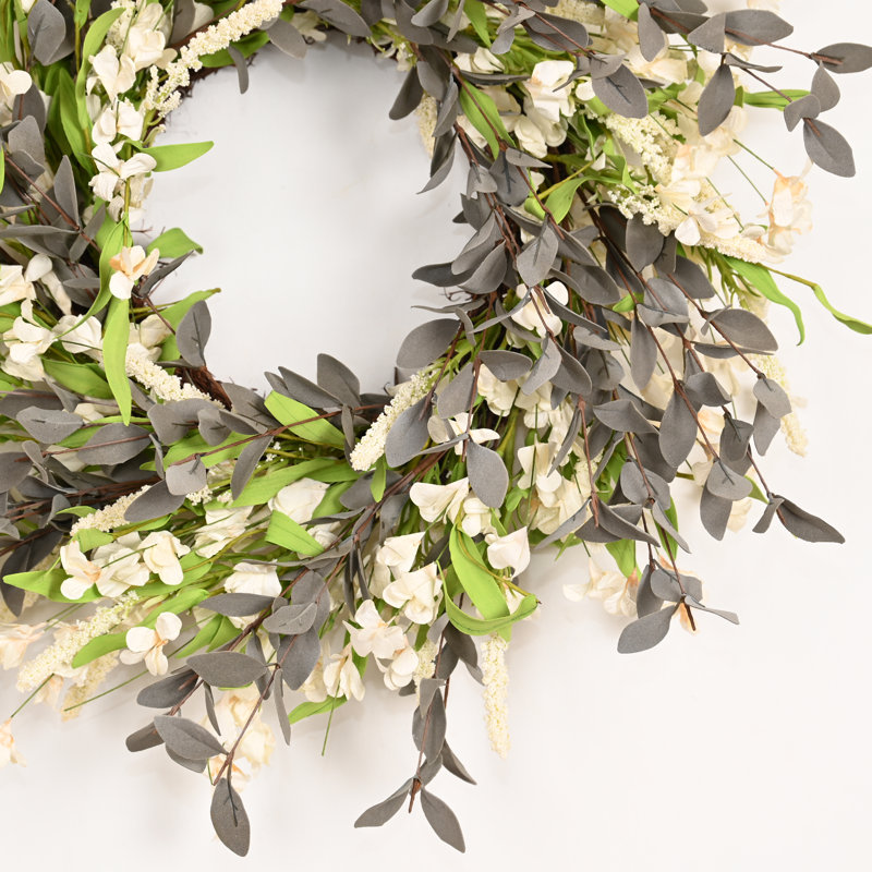 Couronne de fleurs artificielles 24 po pour porte d'entrée 24 po