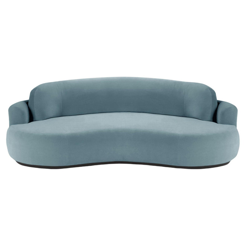 Canapé Nless, H 31 po x l 118 po x P 52 po, Noir, Velours bleu foncé Paris