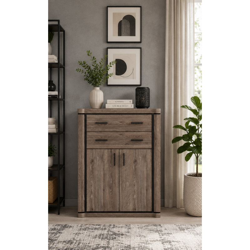 Temmo Laminate Rectangle Accent Cabinet, Truffle Oak