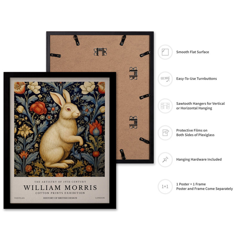 William Morris - Lapin blanc n ° 1, Black Framed, Poster, 08"H x 10"W