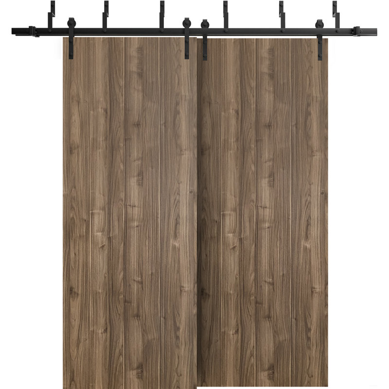 Panelled Wood Planum Sliding Closet Doors, 36" x 80", Walnut