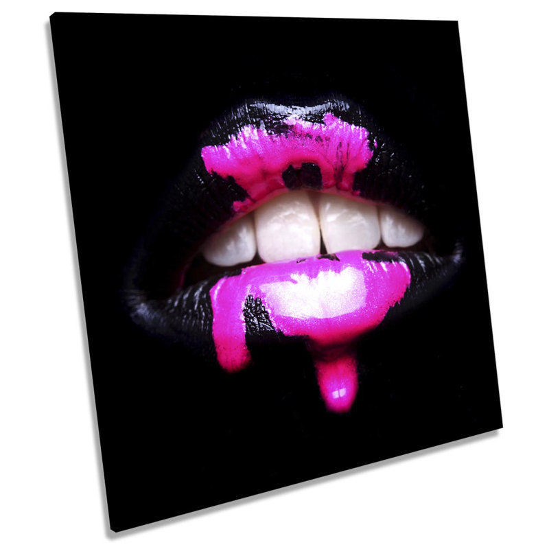 Z2324 Fashion Lips Modern - Wrapped Canvas Print, 91.4cm H x 91.4cm W x 4cm D
