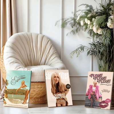 3 pièces d'art mural encadrées, Sabrina Carpenter, couverture d'albums de musique, ensemble de 3 impressions sur toile, couverture souple expresso, veuillez, s'il vous plaît, œuvre d'art, affiche rétro Pop Star pour décoration de salon de chambre à coucher, cadeau d'amoureux de la musique