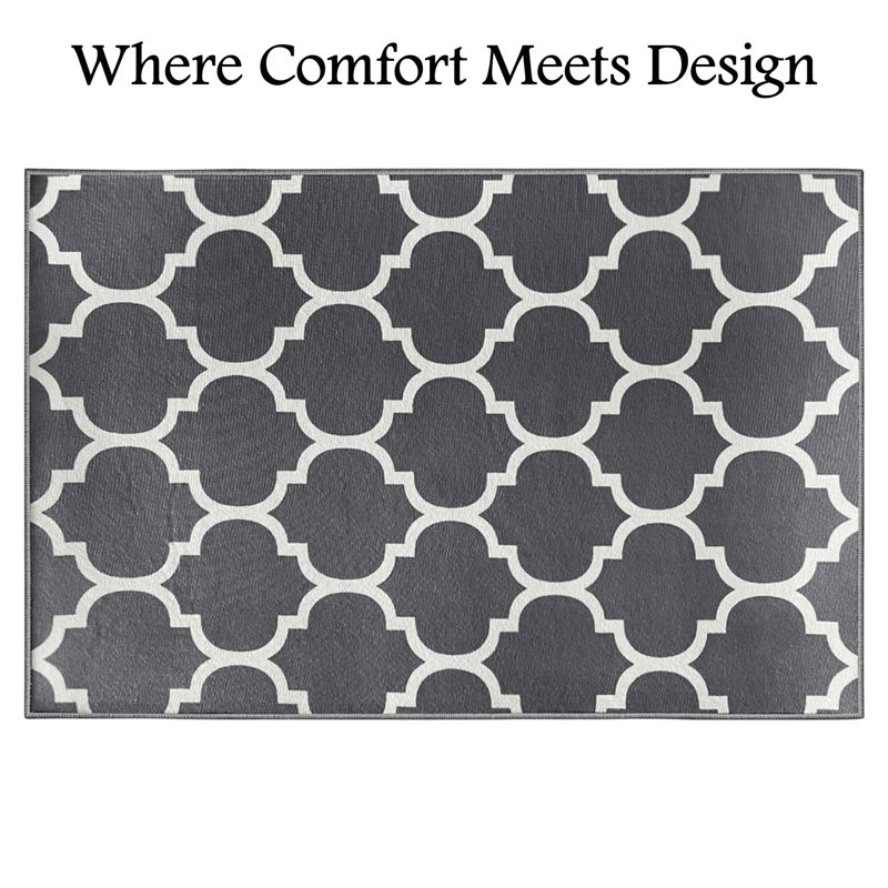 Aspire Homeware Grey Geometric Area Rug Modern Trellis Indoor Carpet, Rectangle 120 x 170 cm