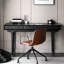 Bureau d'écriture rectangulaire en bois massif noir avec tiroirs-431455356