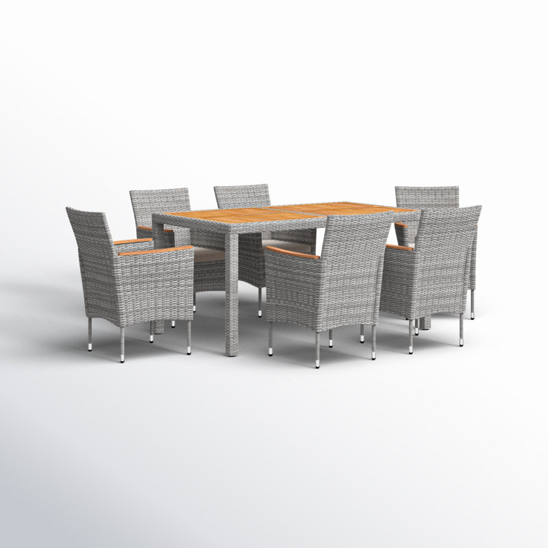 Callan Rectangular 6 - Person 59.05" Long Dining Set with Cushions, Gray