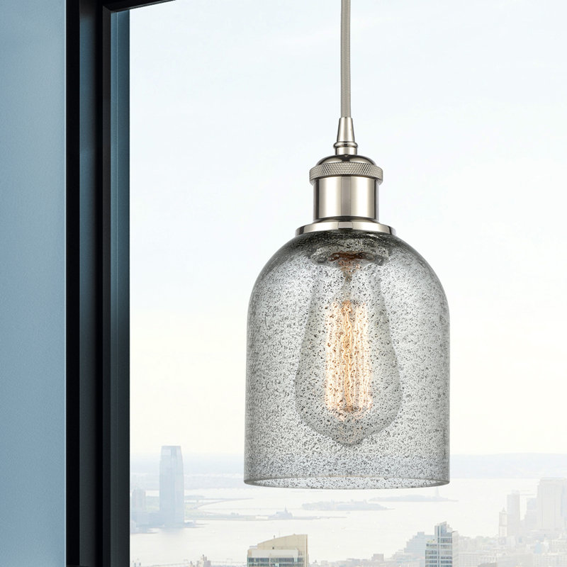 Luminaire suspendu en forme de cloche à 1 lumière Odele, Ampoule DEL 6 watts Vinage, Anthracite, Nickel poli