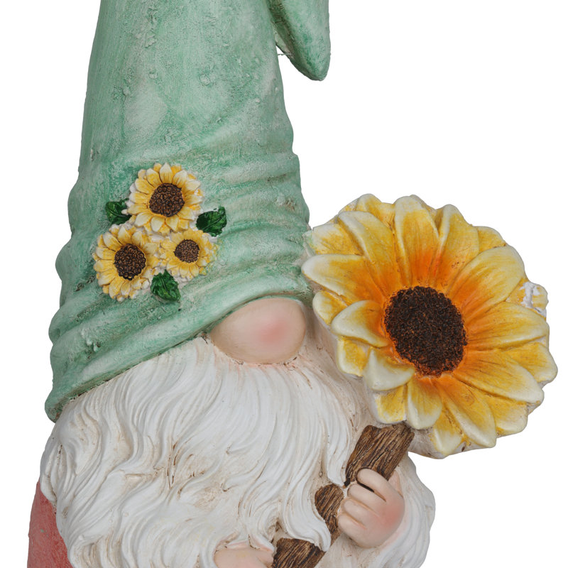 21"H Gnome with Sunflower Garden Statue