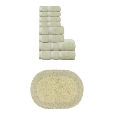 Brunk Collection 100% Soft Cotton Bath Towel & 17x24" Bath Rug