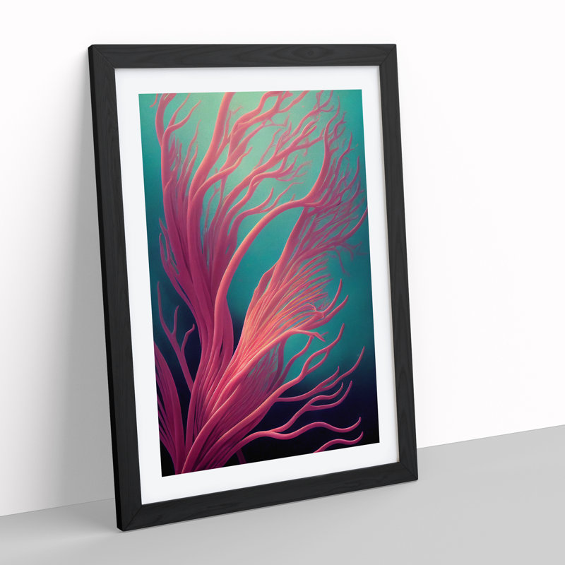Hypnotic Coral - Single Picture Frame Print, 64cm H x 46cm W, Black