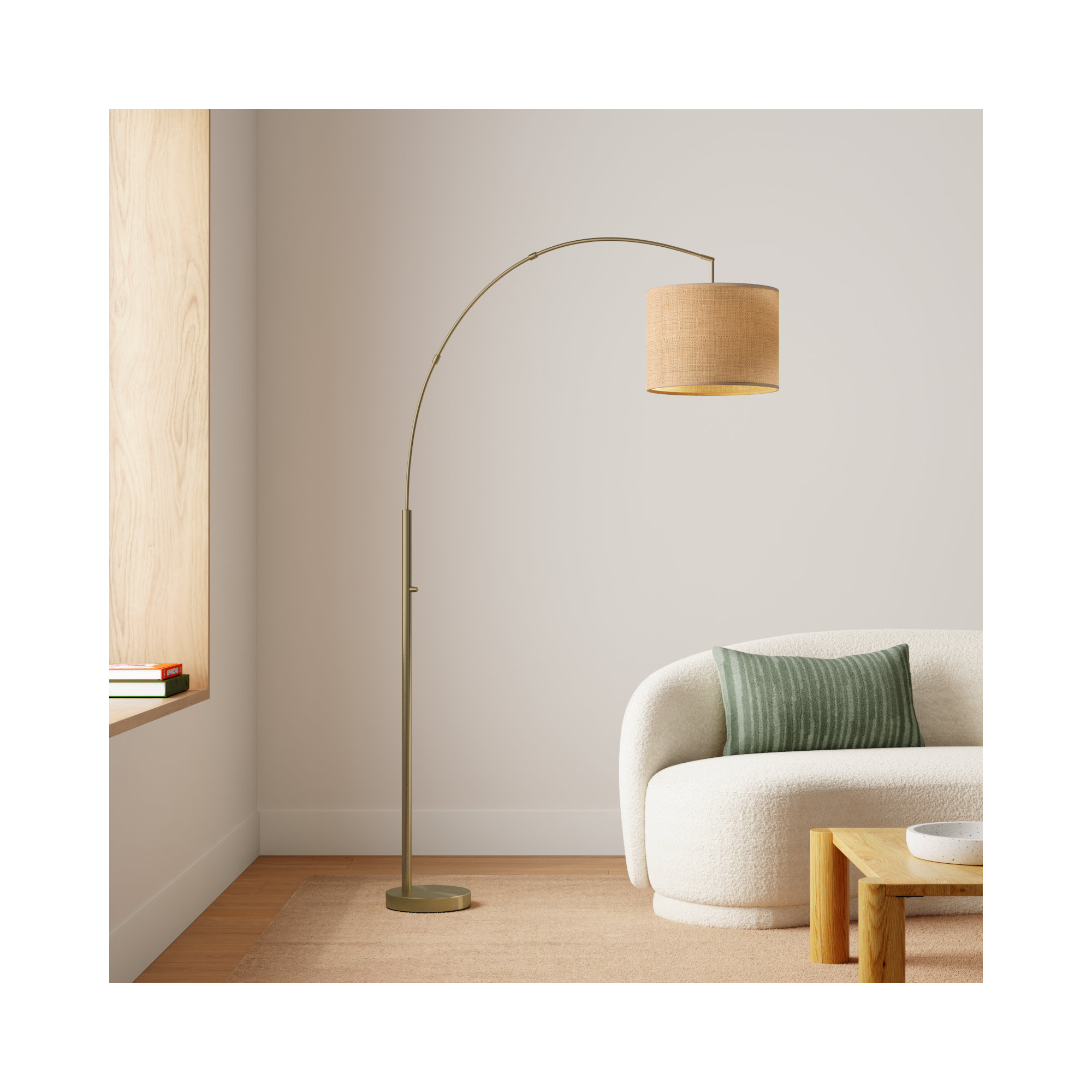 Felice 73.5'' Floor Lamp, Antique Brass, Beige