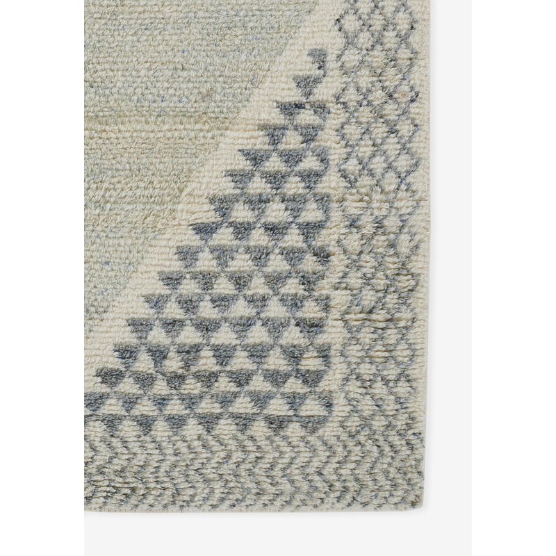 Wool Moroccan Area Rug in Ivory, Rectangle 4' x 6'
