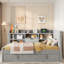 Lit de jour rembourré avec lit gigogne, tablettes de rangement, prise USB et conception à rayures verticales-1880213106