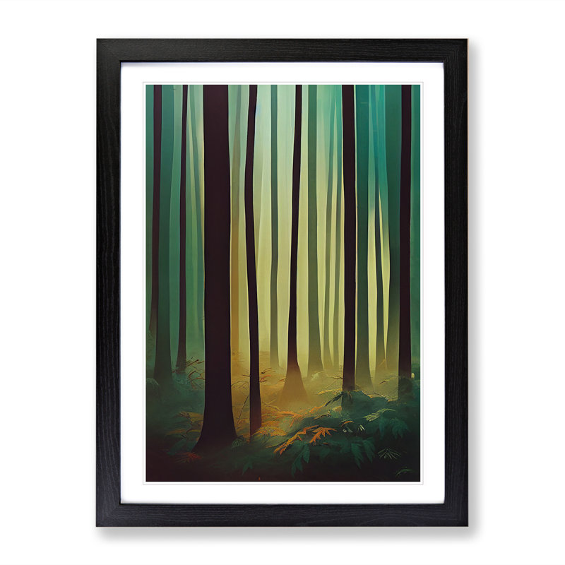 XV1022-4734X Tranquil Forest - Print, Black Framed, 66cm H x 48cm W, White
