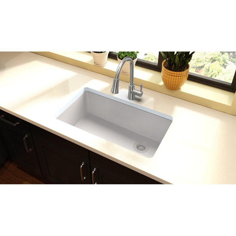 Quartz Classic 33" L x 17.25" W Undermount Kitchen Sink, White