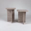 Travertine Look Square Nesting Coffee Table Set of 2 Modern Small End Table for Living Room