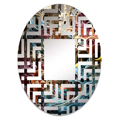 Surréalisme Chaotique Couleurs Architecture I - Maze Miroir Décoratif | Ovale