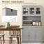 Armoire de cuisine 71 "avec support pour micro-ondes, huche de cuisine avec 2 tiroirs et tablettes réglables, gris-291939812