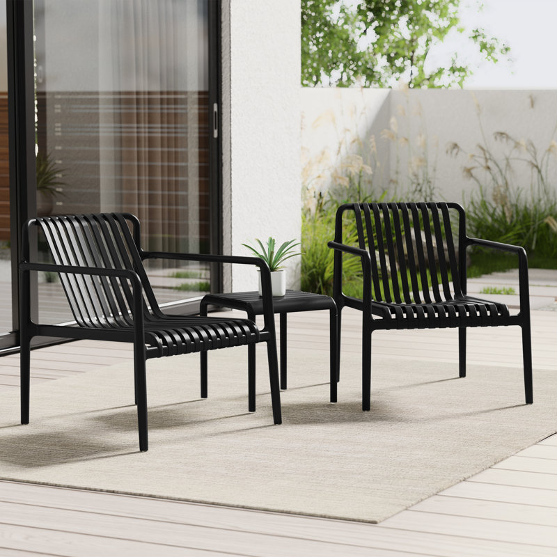 Fauteuil club de patio empilable (ensemble de 2), Black