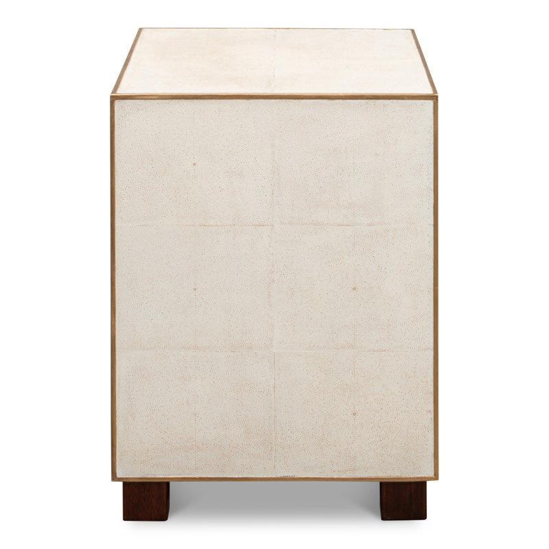 Shagreen 3 - Drawer Solid Wood Nightstand, Osprey White