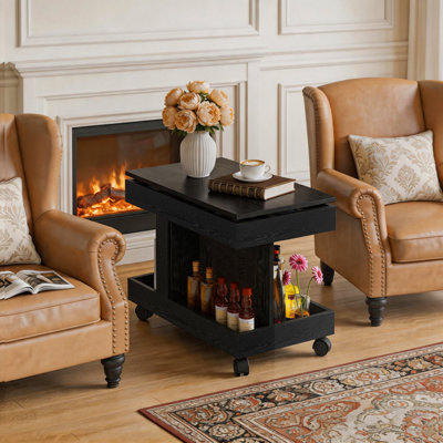 360°Rotating End Table with Wheels
