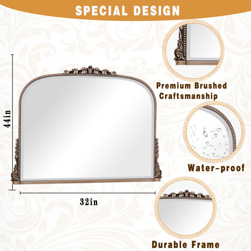 Miroir mural Baroque, Argent, 32 po x 43 po