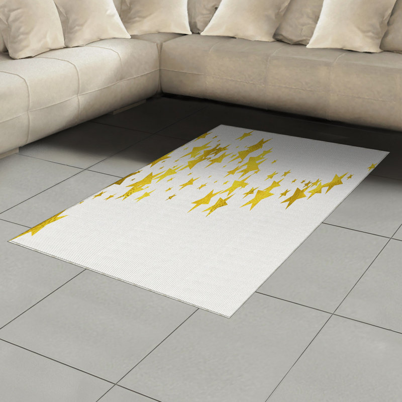 Stars High Density Long Fiber Poly Threads Decorative Area Rug Carpet, Rectangle 4' x 5'8"