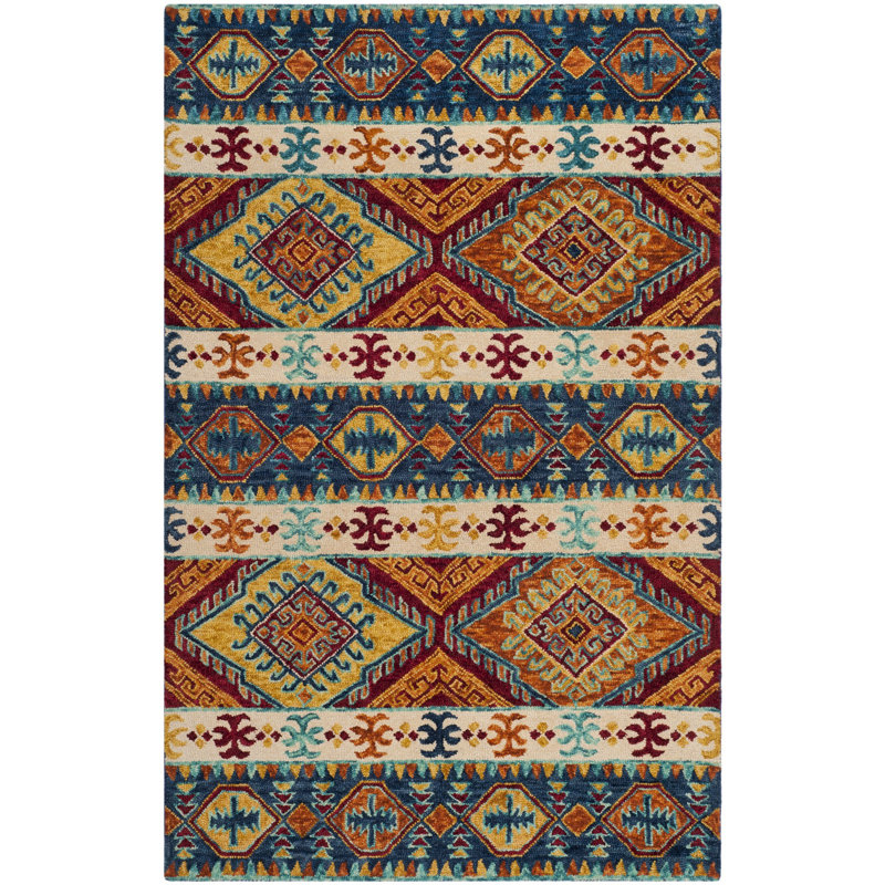 Vahakn Hand Tufted Wool Southwestern Rug, Rectangle 9' x 12'