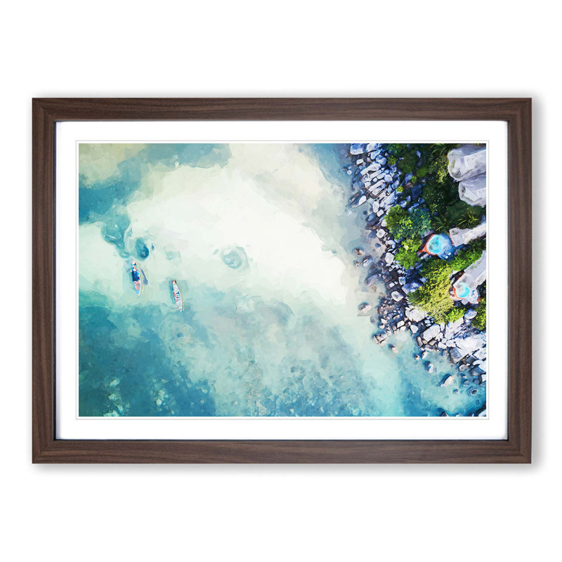 Birds Eye View of Boats in Abstract - Picture Frame Graphic Art Print, 36cm H x 48cm W x 2cm D, Walnut Framed
