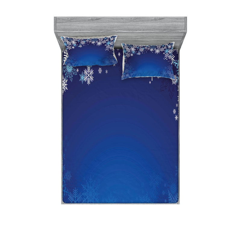 Drap-housse et coussin décoratif Ambesonne Christmas bleu pâle et bleu marine