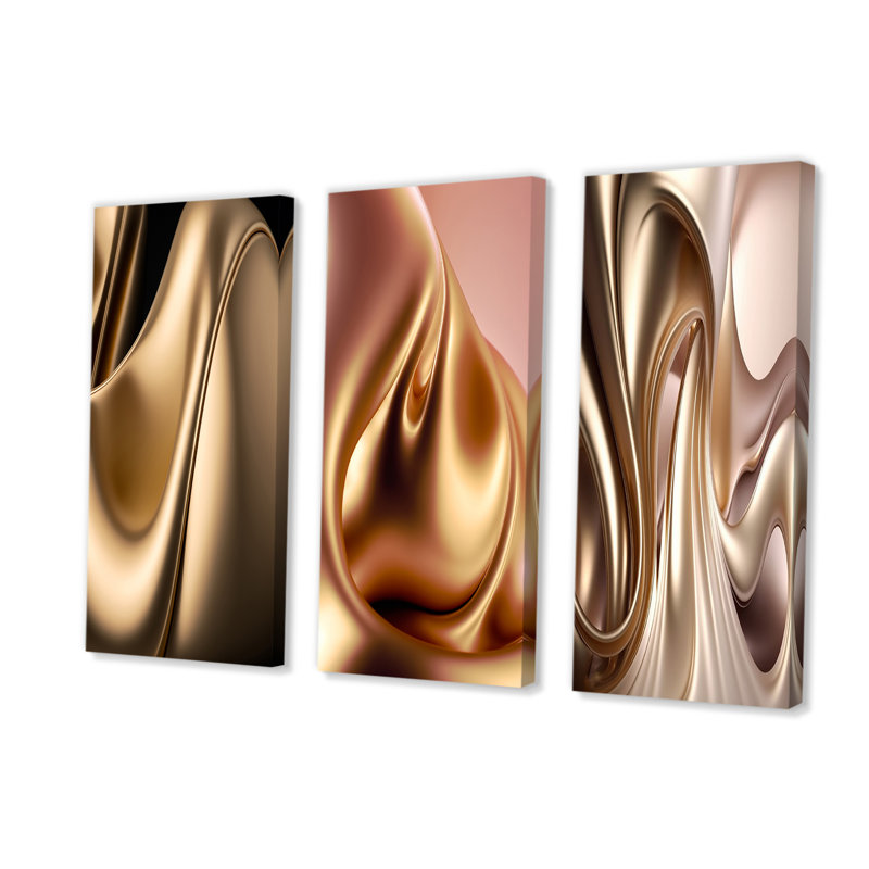 Sophistication subtile en rose exquis et doré I 3 pièces, H 32 po x l 48 po x P 1 po