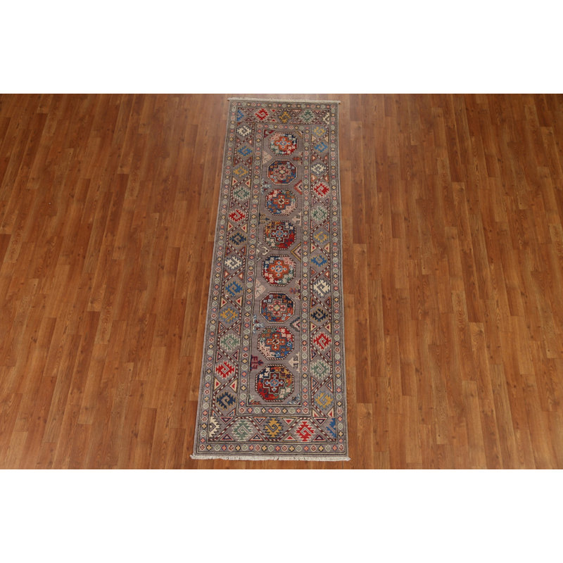 Tapis de couloir oriental géométrique Kazak 3 x 8