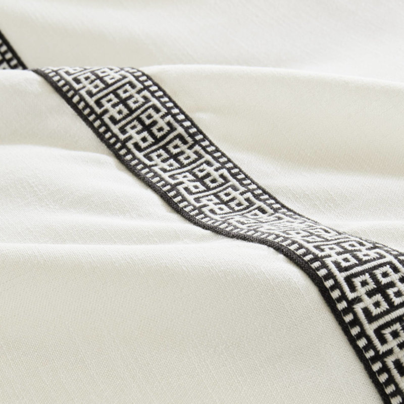 Édredon 9 pièces pour très grand confort, toutes saisons, broderie d'inspiration grecque et ensemble de luxe surdimensionné de couette de qualité, couture Bartack non visible facile d'entretien