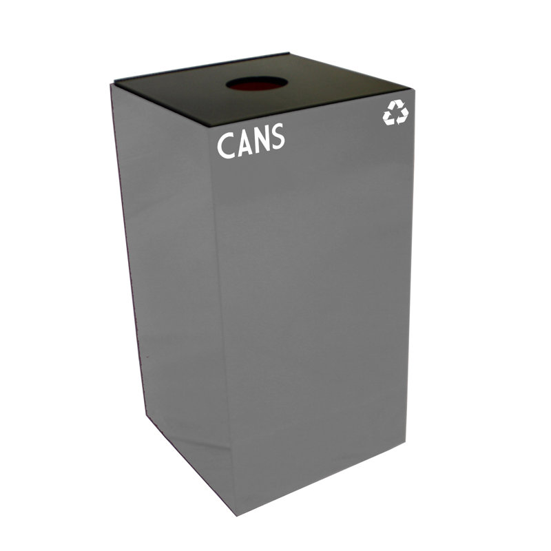 Poubelle de recyclage Geocube 24 gallons, Ardoise, Ouverture ronde pour les canettes, 32 gallons