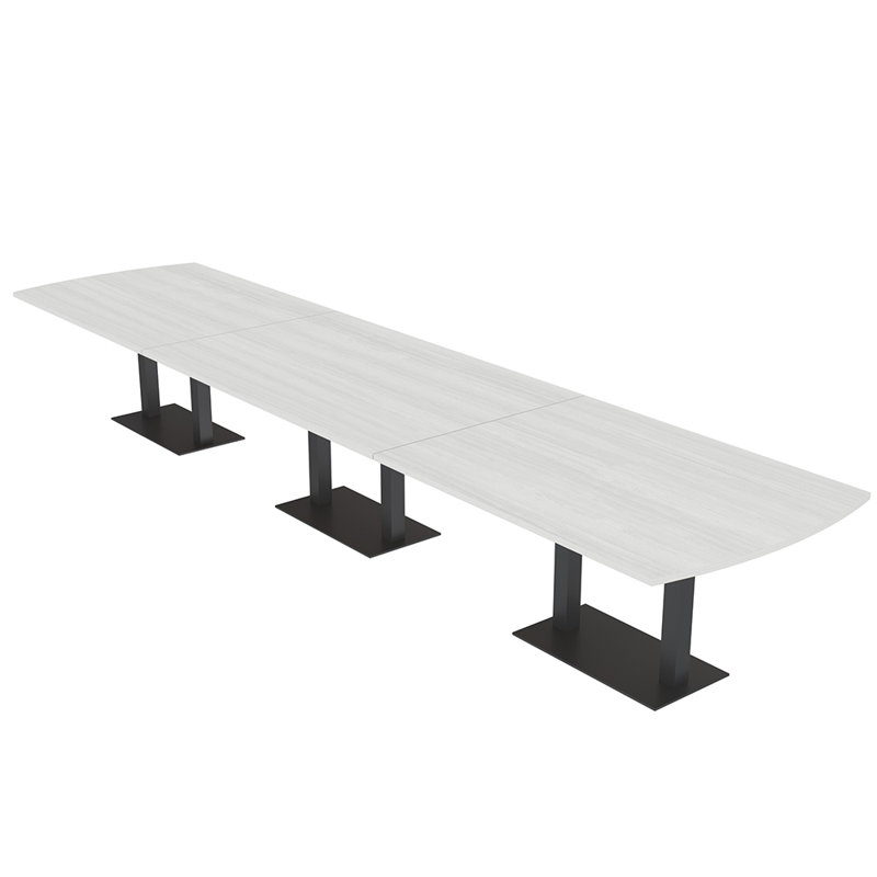 Table de conférence Pavert Arc, Noir mat, Cyprès blanc, H 30 po x l 216 po x P 48 po