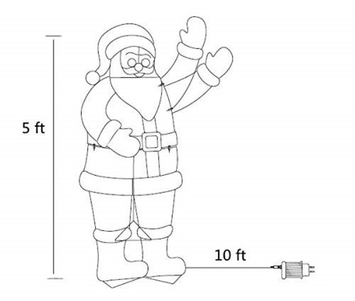 5ft Colorful LED Santa Claus Neon Light Display