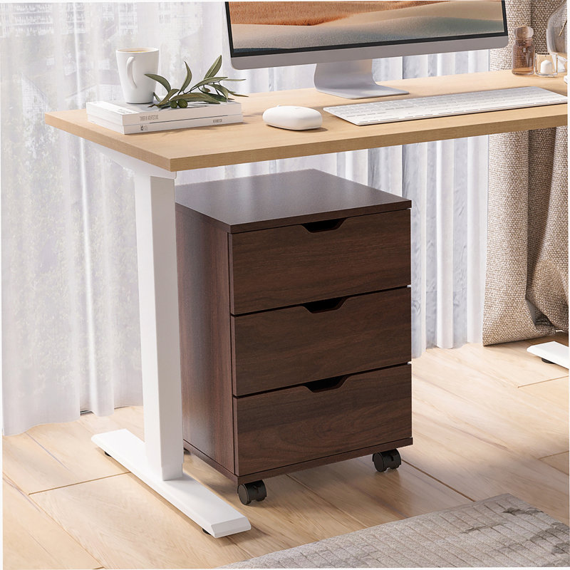 3-Drawer Vertical Filing Cabinet Rolling Wood Mobile File Cabinets Under Desk For Home Office With Casters (Fully Assembled)