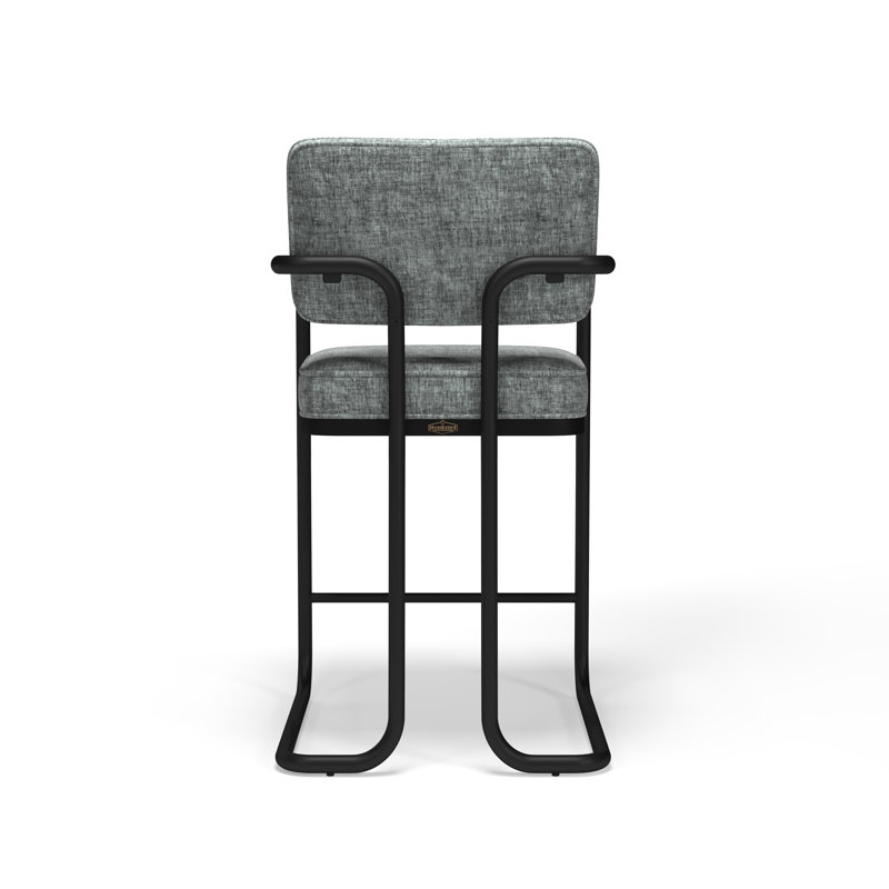 Prohibition Series Barstool With Arms By RAM Game Room, Gray/Black Frame