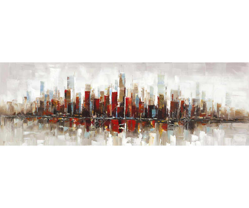 Gratte-ciel abstraits et colorés | Toile avec villes grises encadrées