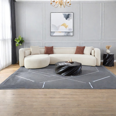Canapé modulaire incurvé moderne, bouclé beige clair, design spacieux en forme de L pour les salons contemporains